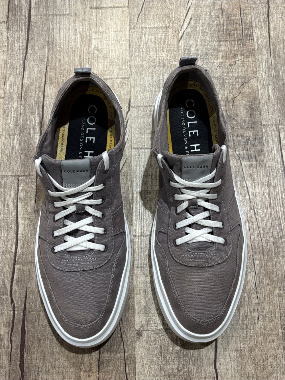 Cole Haan Men's Taupe Gray Canvas Lace-Up Sneakers Size 14 M